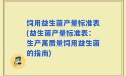 饲用益生菌产量标准表(益生菌产量标准表：生产高质量饲用益生菌的指南)