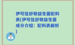 伊可佳舒敏益生菌配料表(伊可佳舒敏益生菌成分介绍：配料表解析)