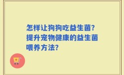 怎样让狗狗吃益生菌？提升宠物健康的益生菌喂养方法？