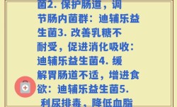 迪辅乐每种益生菌功效(1. 提高免疫力，缓解便秘：迪辅乐益生菌2. 保护肠道，调节肠内菌群：迪辅乐益生菌3. 改善乳糖不耐受，促进消化吸收：迪辅乐益生菌4. 缓解胃肠道不适，增进食欲：迪辅乐益生菌5. 利尿排毒，降低血脂：迪辅乐益生菌6. 支持口腔健康，预防口臭：迪辅乐益生菌)