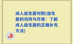 成人益生菌对照(益生菌的功效与作用：了解成人益生菌的正确补充方法)