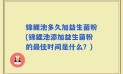 锦鲤池多久加益生菌粉(锦鲤池添加益生菌粉的最佳时间是什么？)