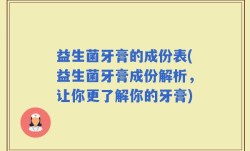 益生菌牙膏的成份表(益生菌牙膏成份解析，让你更了解你的牙膏)