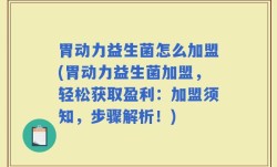 胃动力益生菌怎么加盟(胃动力益生菌加盟，轻松获取盈利：加盟须知，步骤解析！)