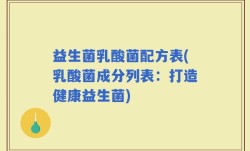 益生菌乳酸菌配方表(乳酸菌成分列表：打造健康益生菌)