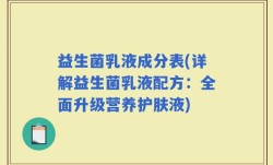 益生菌乳液成分表(详解益生菌乳液配方：全面升级营养护肤液)
