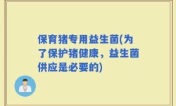 保育猪专用益生菌(为了保护猪健康，益生菌供应是必要的)