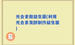 光合素做益生菌(利用光合素发酵制作益生菌)