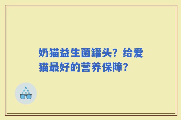 奶猫益生菌罐头？给爱猫好的营养保障？