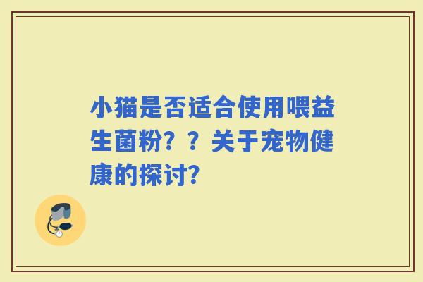 小猫是否适合使用喂益生菌粉？？关于宠物健康的探讨？