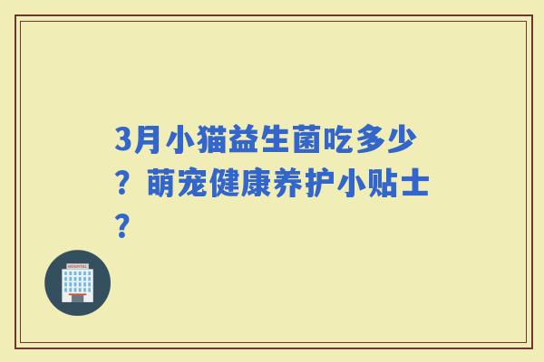3月小猫益生菌吃多少？萌宠健康养护小贴士？