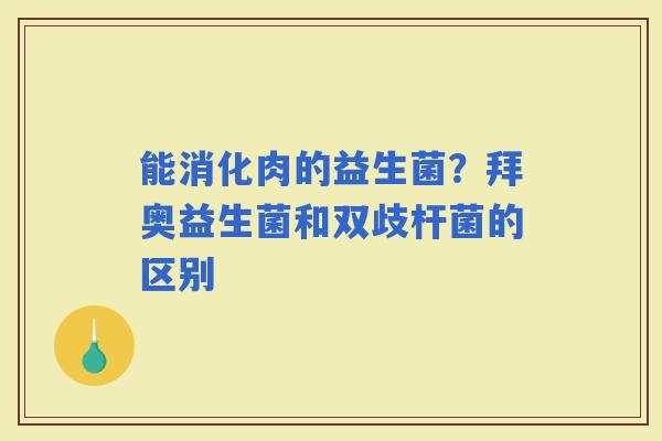 能消化肉的益生菌？拜奥益生菌和双歧杆菌的区别