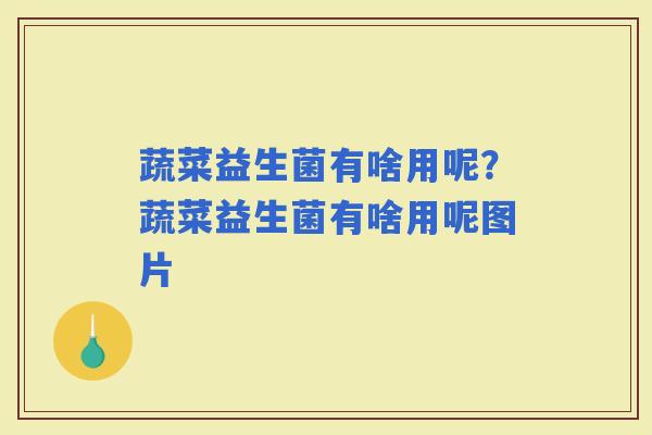 蔬菜益生菌有啥用呢？蔬菜益生菌有啥用呢图片