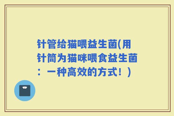 针管给猫喂益生菌(用针筒为猫咪喂食益生菌：一种高效的方式！)