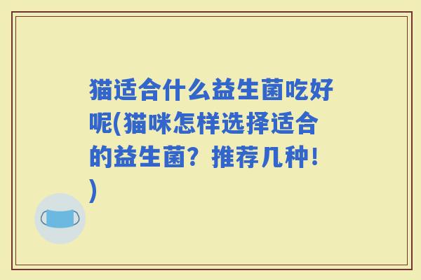 猫适合什么益生菌吃好呢(猫咪怎样选择适合的益生菌？推荐几种！)