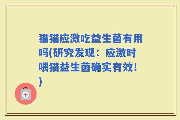 猫猫应激吃益生菌有用吗(研究发现：应激时喂猫益生菌确实有效！)