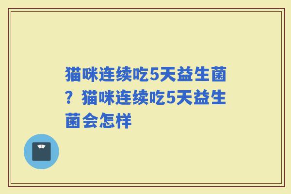 猫咪连续吃5天益生菌？猫咪连续吃5天益生菌会怎样