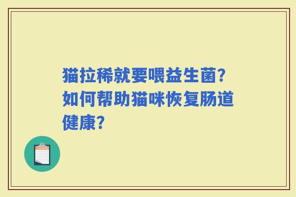 猫拉稀就要喂益生菌？如何帮助猫咪恢复肠道健康？