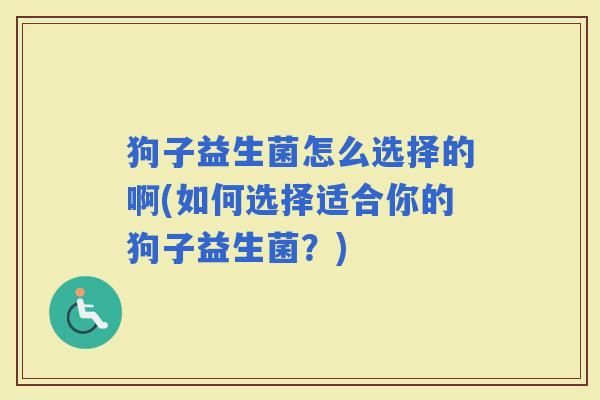 狗子益生菌怎么选择的啊(如何选择适合你的狗子益生菌？)