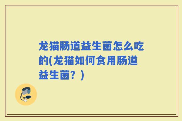龙猫肠道益生菌怎么吃的(龙猫如何食用肠道益生菌？)