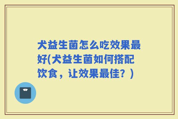 犬益生菌怎么吃效果好(犬益生菌如何搭配饮食，让效果佳？)