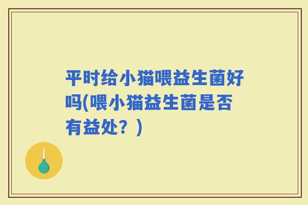 平时给小猫喂益生菌好吗(喂小猫益生菌是否有益处？)