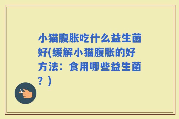 小猫吃什么益生菌好(缓解小猫的好方法：食用哪些益生菌？)