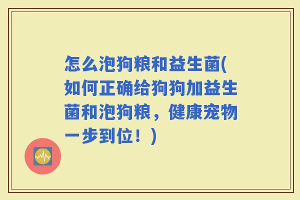 怎么泡狗粮和益生菌(如何正确给狗狗加益生菌和泡狗粮，健康宠物一步到位！)