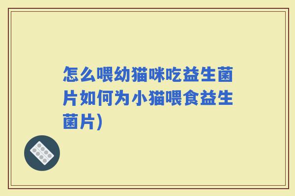 怎么喂幼猫咪吃益生菌片如何为小猫喂食益生菌片)