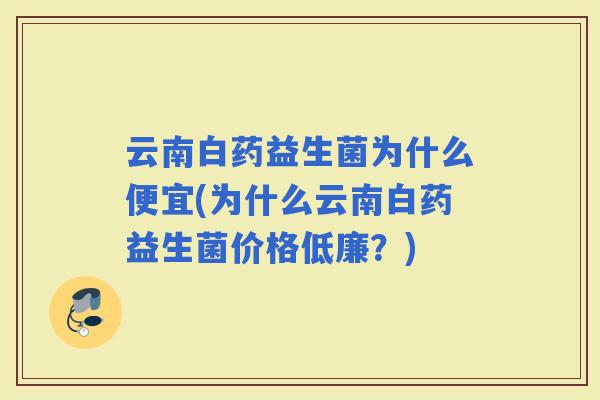 云南白药益生菌为什么便宜(为什么云南白药益生菌价格低廉？)