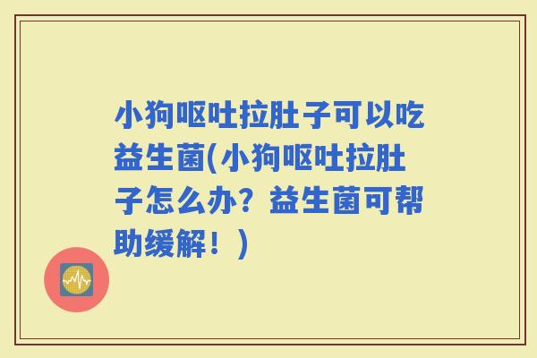 小狗拉肚子可以吃益生菌(小狗拉肚子怎么办？益生菌可帮助缓解！)