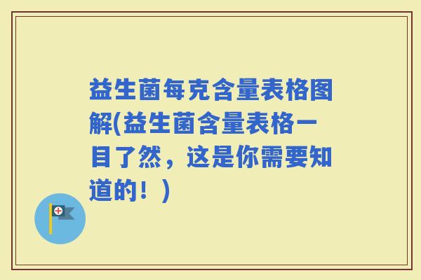 益生菌每克含量表格图解(益生菌含量表格一目了然，这是你需要知道的！)