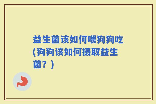益生菌该如何喂狗狗吃(狗狗该如何摄取益生菌？)