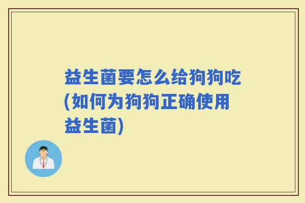 益生菌要怎么给狗狗吃(如何为狗狗正确使用益生菌)