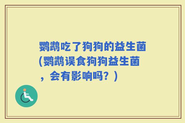 鹦鹉吃了狗狗的益生菌(鹦鹉误食狗狗益生菌，会有影响吗？)