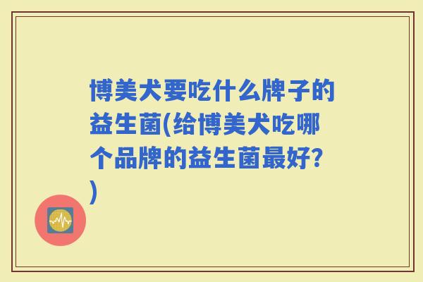 博美犬要吃什么牌子的益生菌(给博美犬吃哪个品牌的益生菌好？)