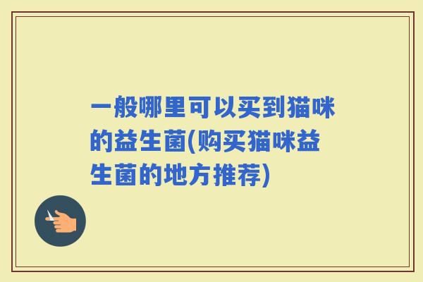 一般哪里可以买到猫咪的益生菌(购买猫咪益生菌的地方推荐)