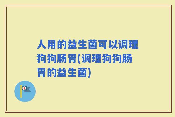 人用的益生菌可以调理狗狗肠胃(调理狗狗肠胃的益生菌)