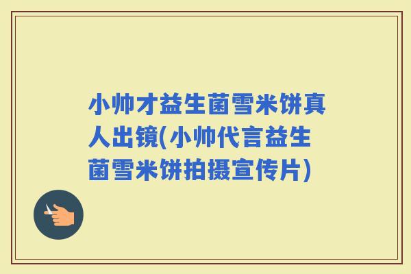 小帅才益生菌雪米饼真人出镜(小帅代言益生菌雪米饼拍摄宣传片) 小帅才益生菌雪米饼真人出镜(小帅代言益生菌雪米饼拍摄宣传片)