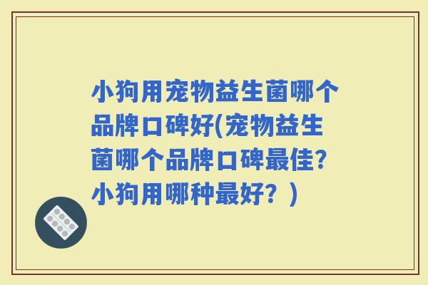 小狗用宠物益生菌哪个品牌口碑好(宠物益生菌哪个品牌口碑佳?小狗用哪种好?) 小狗用宠物益生菌哪个品牌口碑好(宠物益生菌哪个品牌口碑佳?小狗用哪种好?)