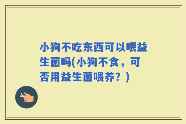 小狗不吃东西可以喂益生菌吗(小狗不食，可否用益生菌喂养？)