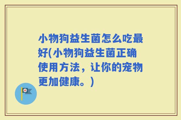 小物狗益生菌怎么吃好(小物狗益生菌正确使用方法，让你的宠物更加健康。)