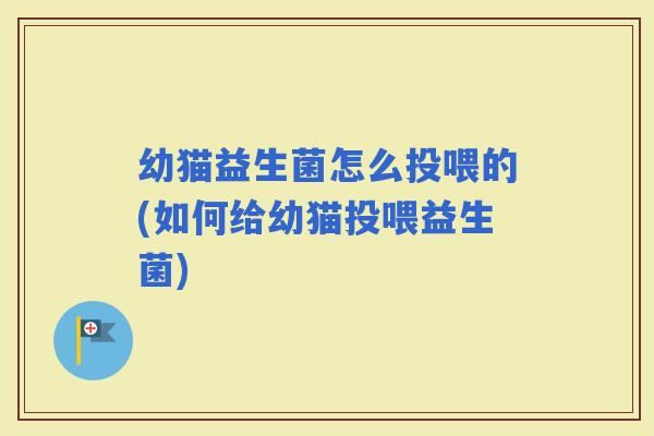 幼猫益生菌怎么投喂的(如何给幼猫投喂益生菌)