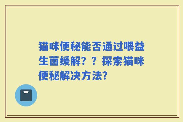 猫咪能否通过喂益生菌缓解？？探索猫咪解决方法？