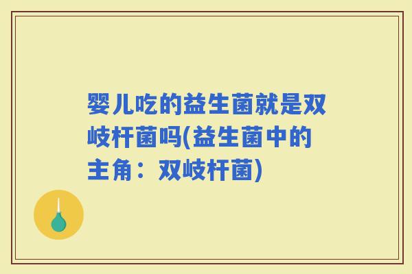 婴儿吃的益生菌就是双岐杆菌吗(益生菌中的主角：双岐杆菌)