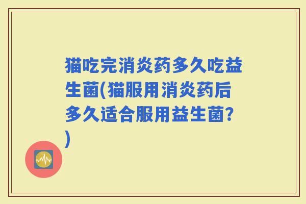猫吃完药多久吃益生菌(猫服用药后多久适合服用益生菌？)