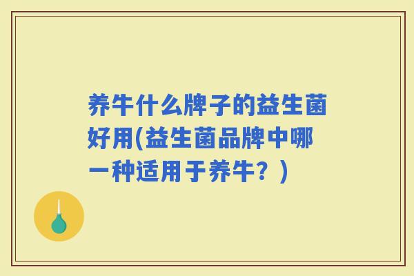 养牛什么牌子的益生菌好用(益生菌品牌中哪一种适用于养牛？)