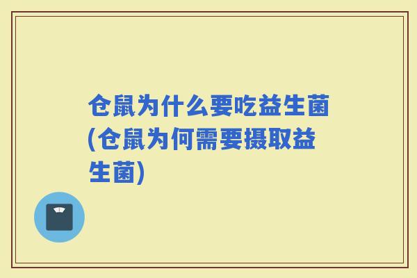 仓鼠为什么要吃益生菌(仓鼠为何需要摄取益生菌)