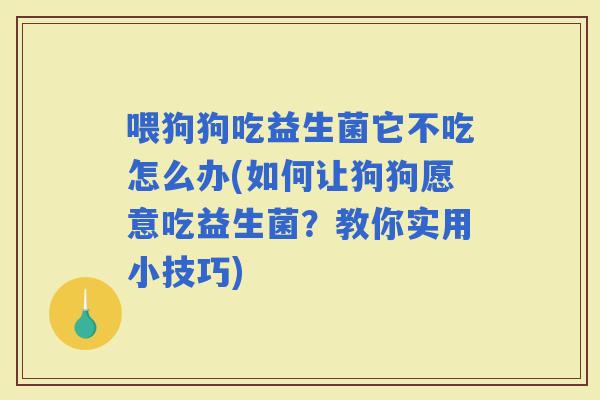 喂狗狗吃益生菌它不吃怎么办(如何让狗狗愿意吃益生菌？教你实用小技巧)