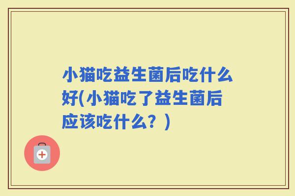小猫吃益生菌后吃什么好(小猫吃了益生菌后应该吃什么？)